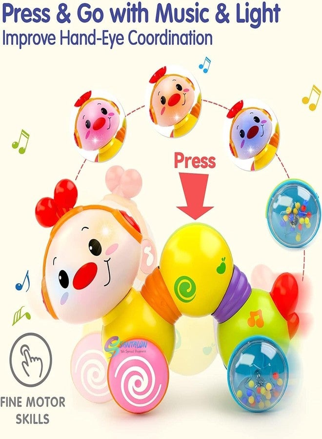 SANTALON Caterpillar Press & Go Musical Toy | Crawling Caterpillar Toys with Music & Light for 1 Year Old Girls & Boys | Baby Toys 12+ Months | 1st Birthday Gifts for Kids [Multicolor] - Image 4